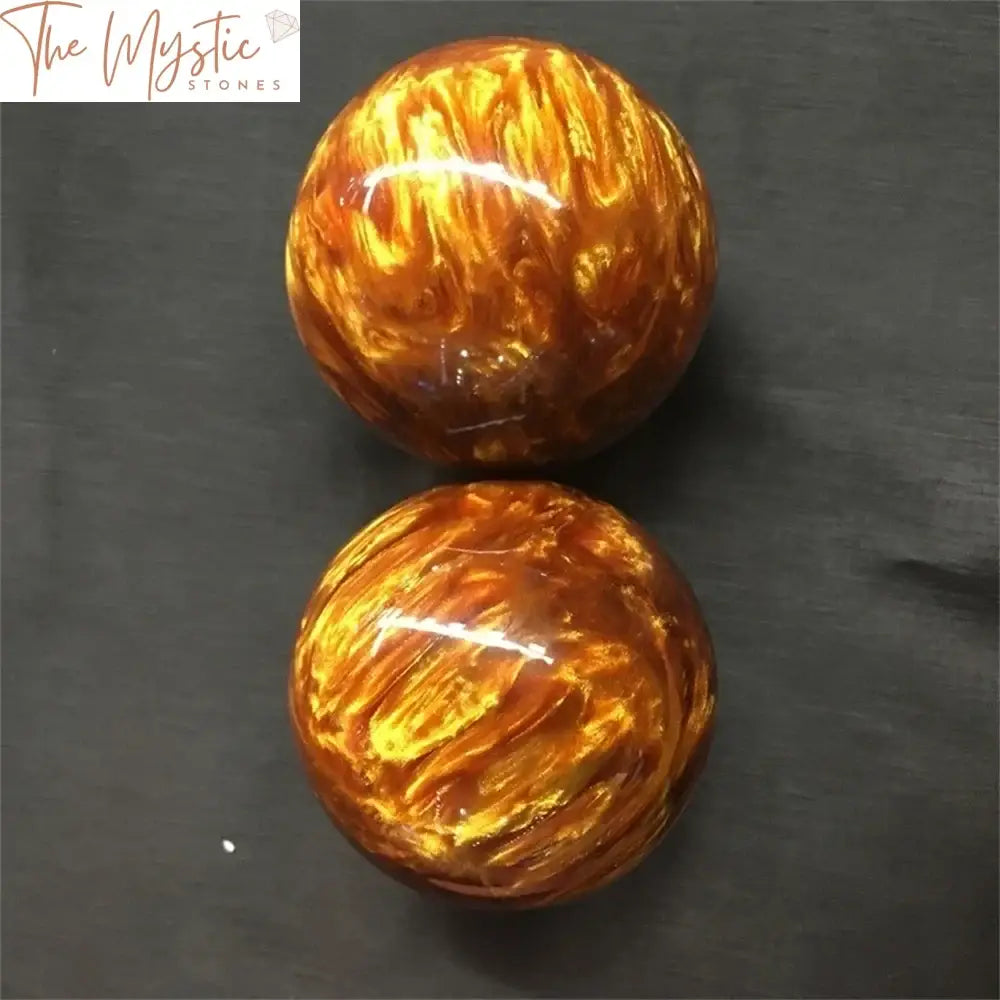 Golden Black Coral Resin Handball Pair