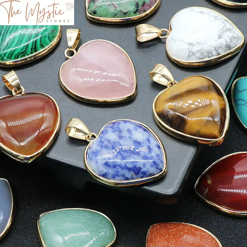 Golden Edge Heart-Shaped Agate Pendant