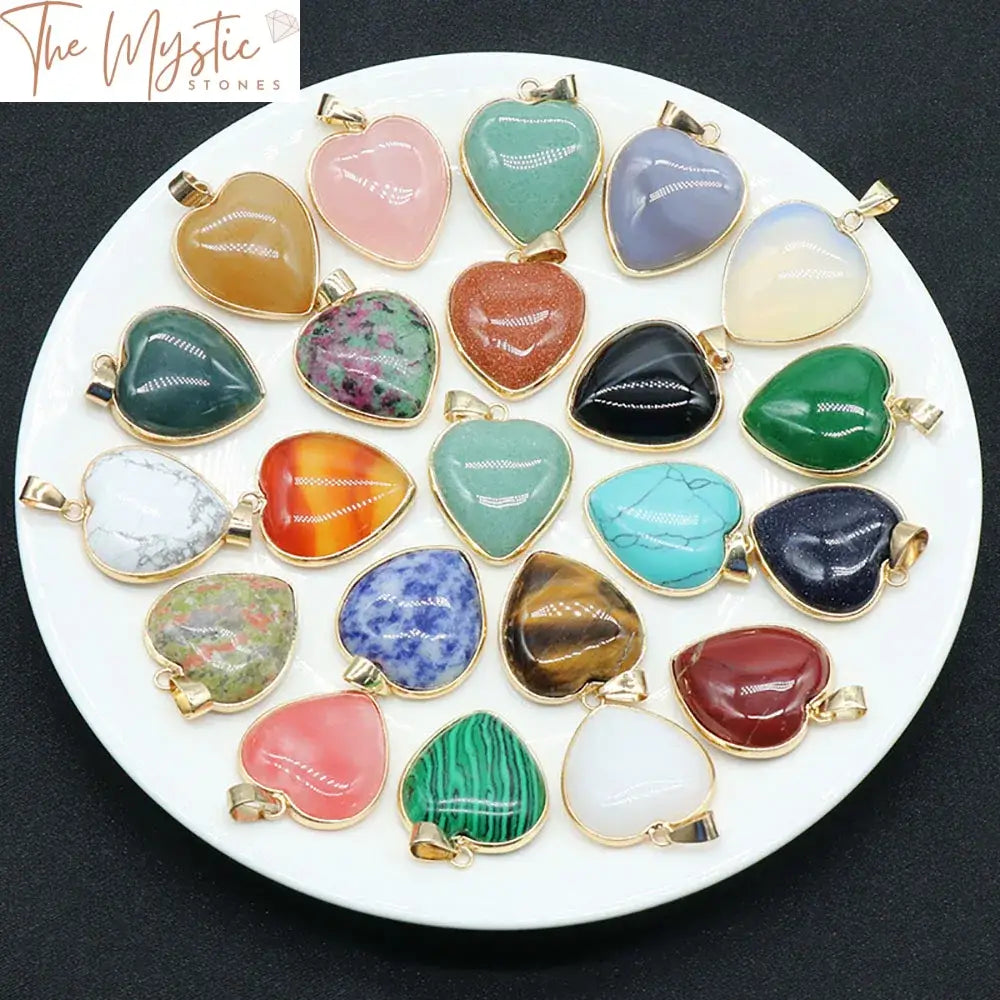 Golden Edge Heart-Shaped Agate Pendant