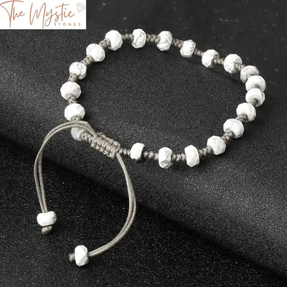 Gray Quartz Crystal Braided Bracelet 6Mm