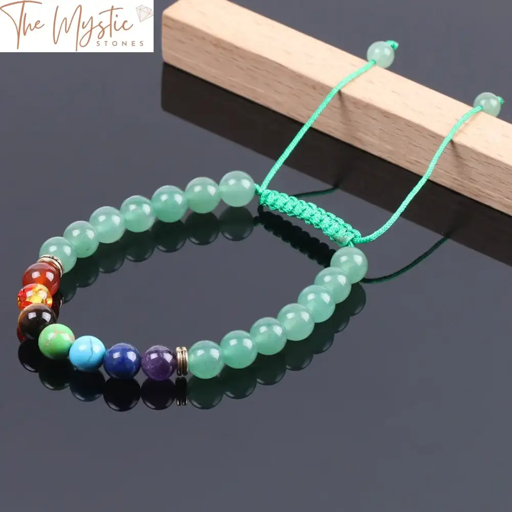 Green Aventurine 7 Chakra Braided Bracelet