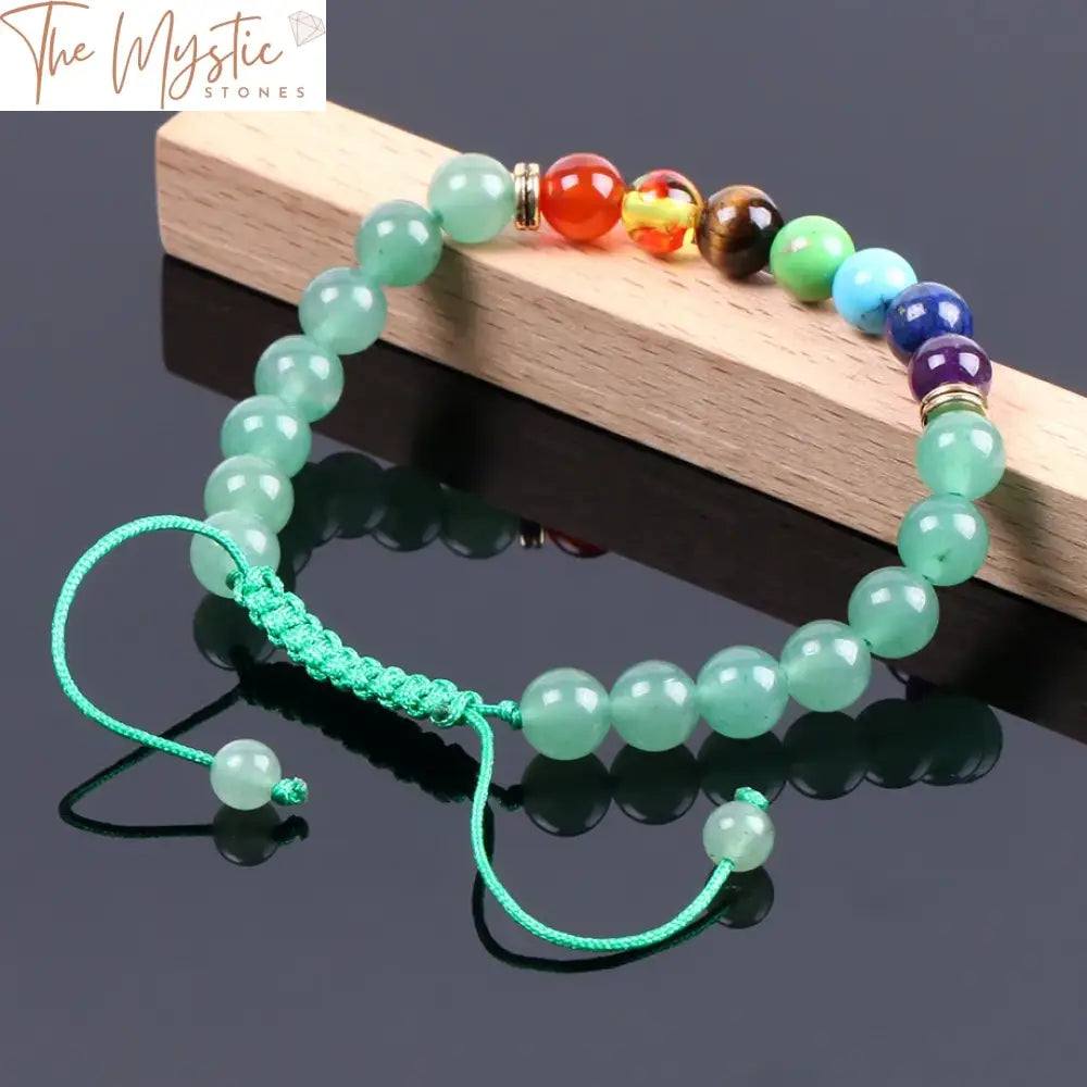 Green Aventurine 7 Chakra Braided Bracelet