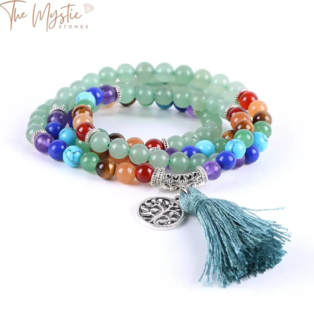 Green Aventurine 7 Chakra Meditation Bracelet