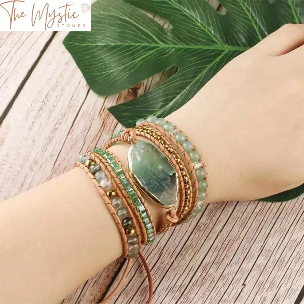 Green Aventurine Bohemian Wrap Bracelet