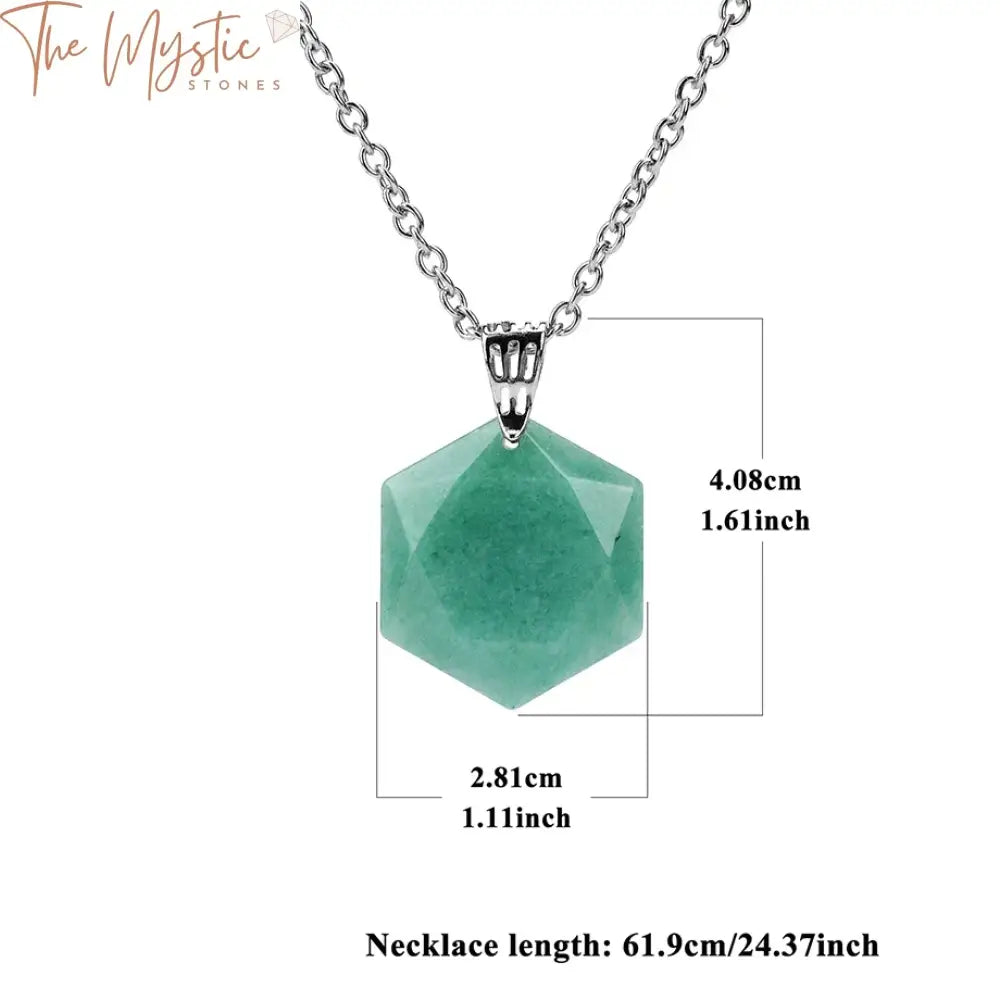 Green Aventurine Hexagonal Crystal Pendant