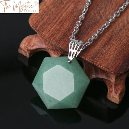 Green Aventurine Hexagonal Crystal Pendant