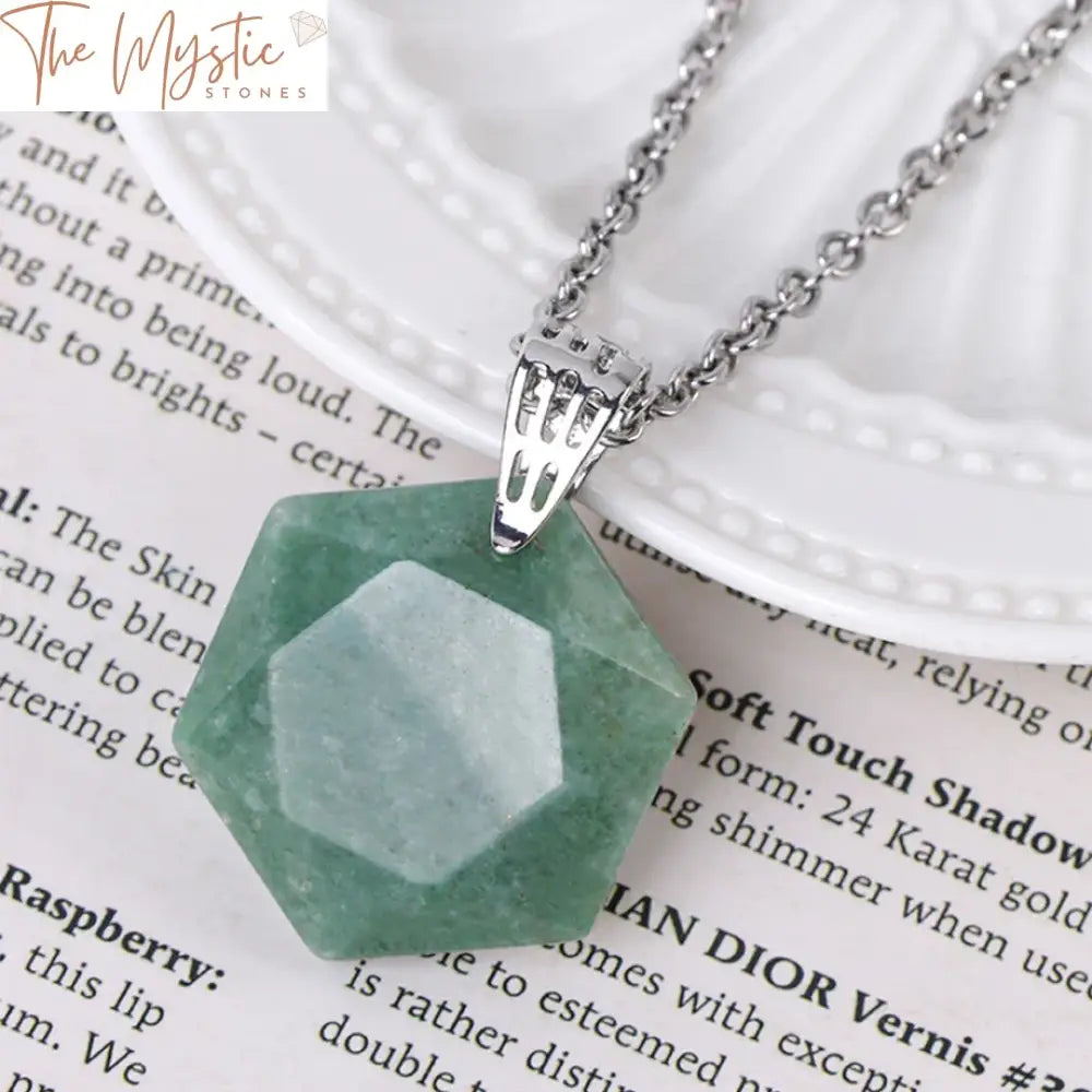 Green Aventurine Hexagonal Crystal Pendant