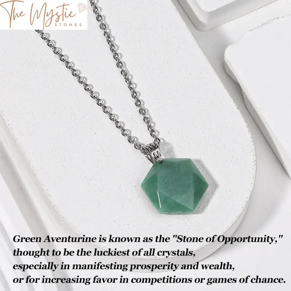 Green Aventurine Hexagonal Crystal Pendant