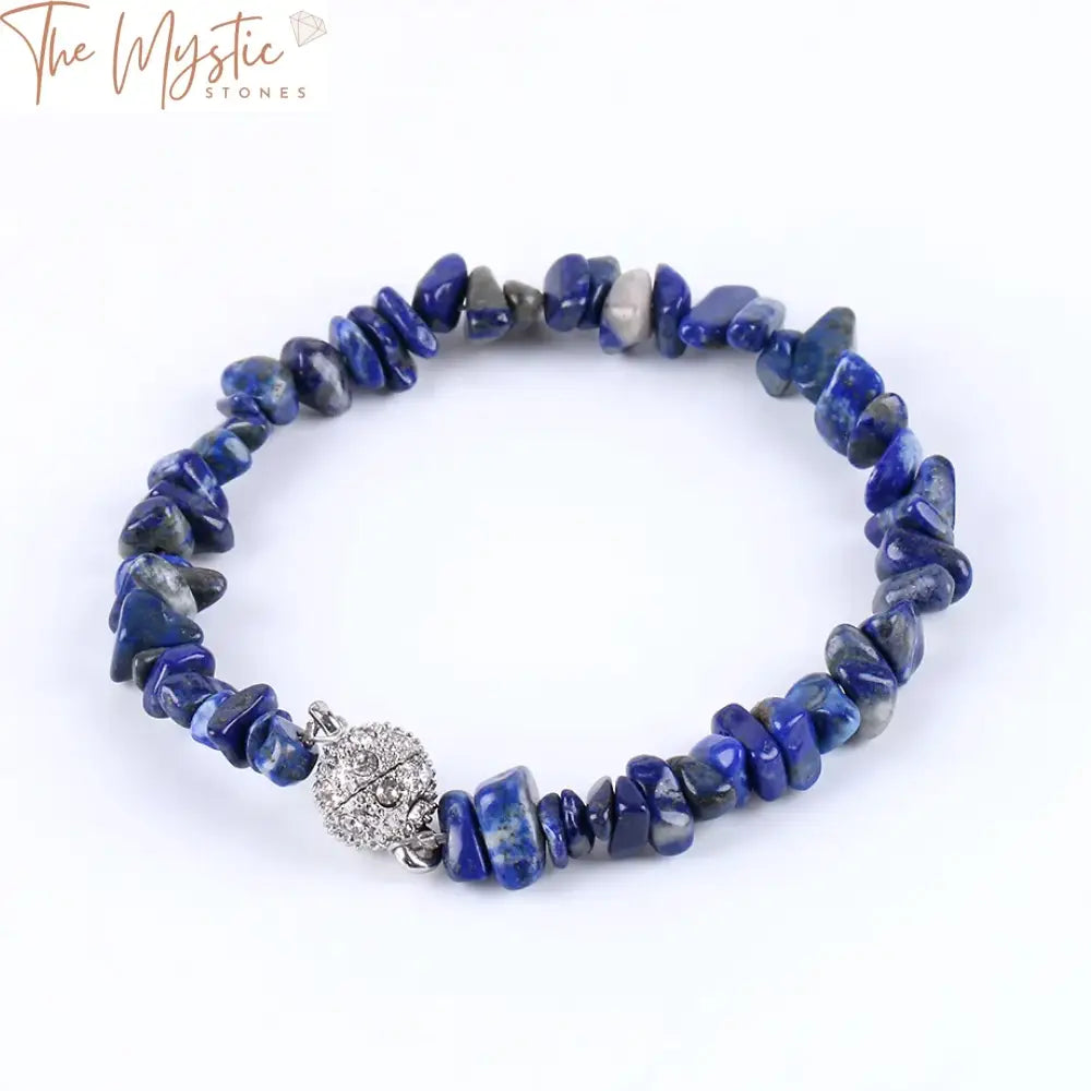 Green Aventurine & Lapis Lazuli Magnetic Bracelet With Cz Ball