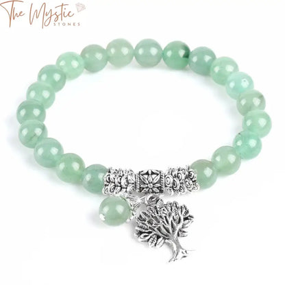 A collection of green aventurine bracelets for women, featuring natural stone beads arranged in a mala prayer style.