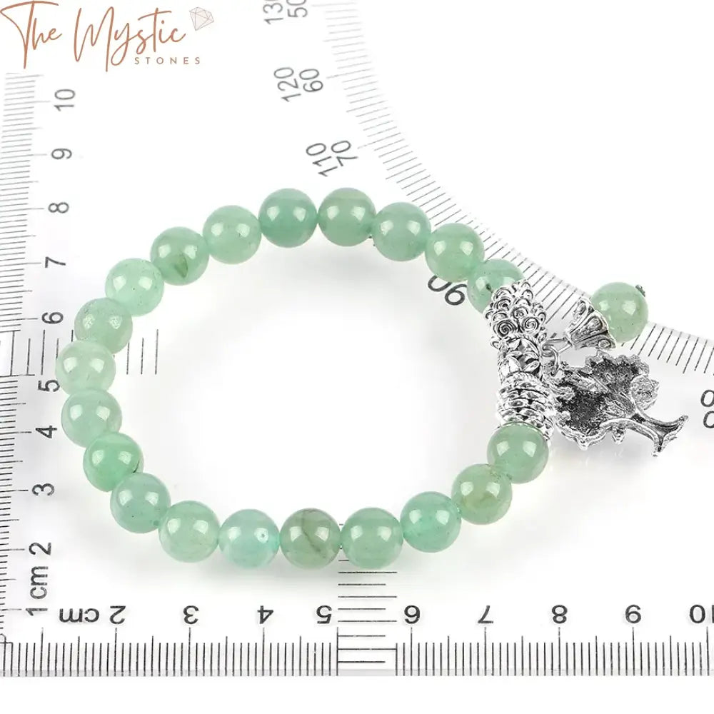 Green Aventurine Meditation Bracelet With Tree Of Life Charm