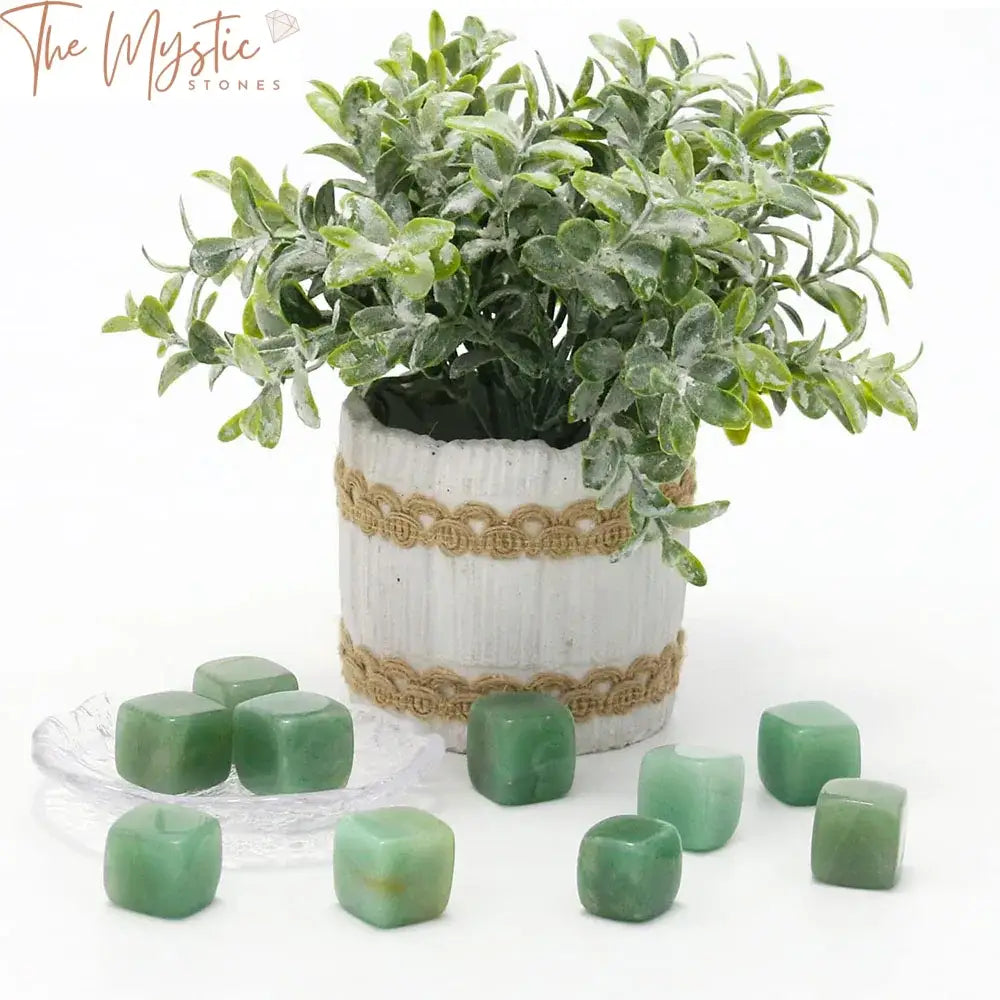 Green Aventurine Tumbled Stone Cubes For Garden Decor