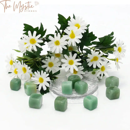 Green Aventurine Tumbled Stone Cubes For Garden Decor