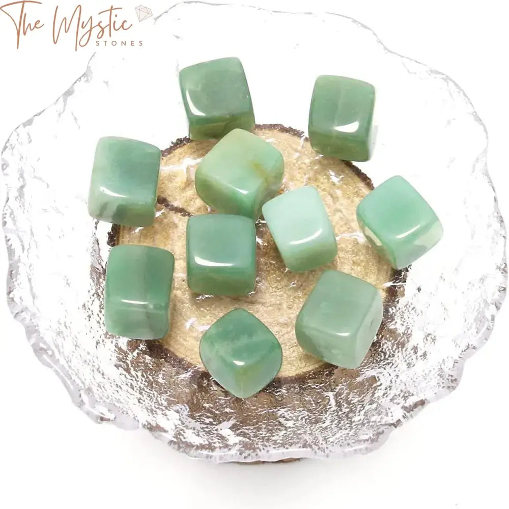 Green Aventurine Tumbled Stone Cubes For Garden Decor