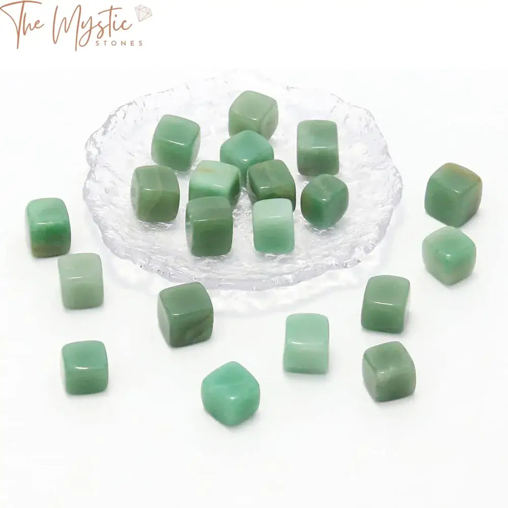 Green Aventurine Tumbled Stone Cubes For Garden Decor