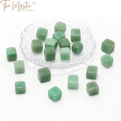 Green Aventurine Tumbled Stone Cubes For Garden Decor