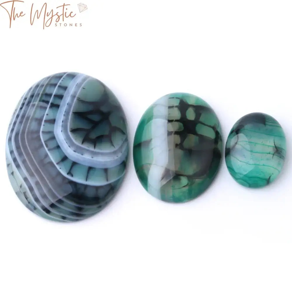 Green Dragon Vein Agate Cabochon Beads