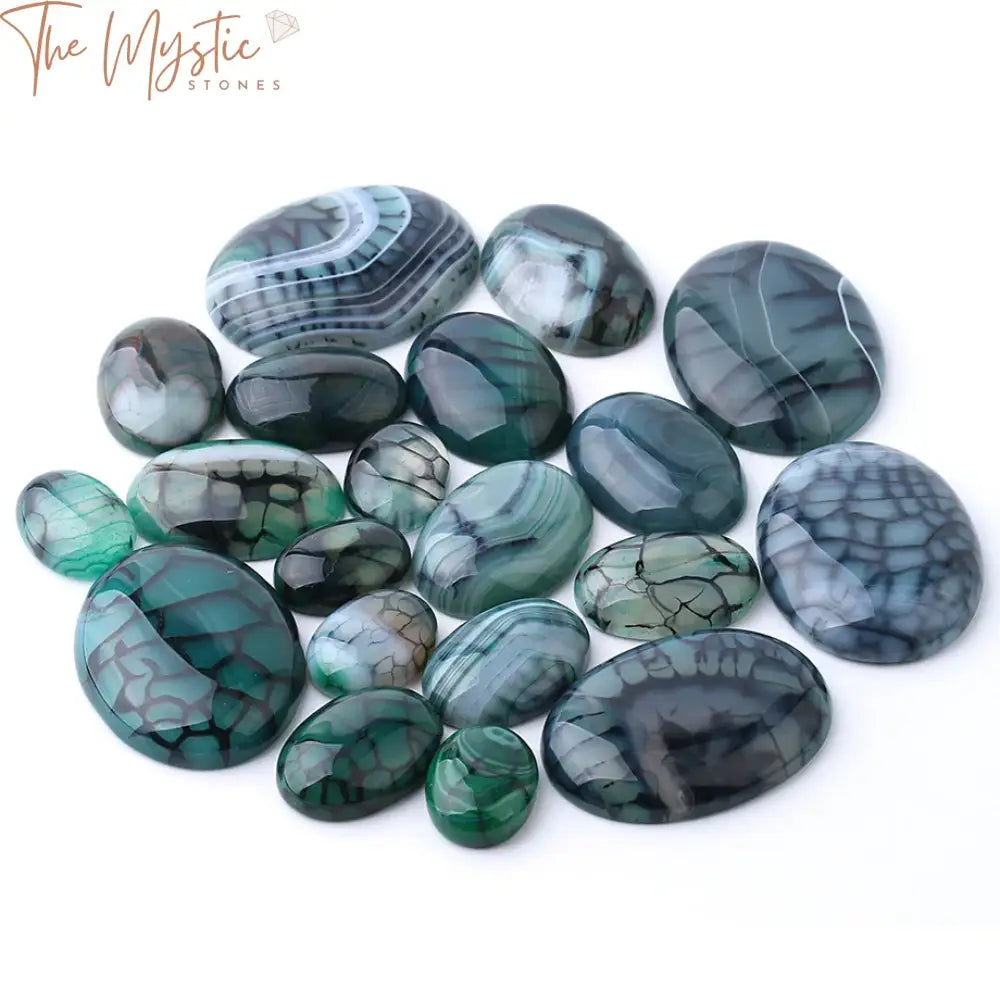 Green Dragon Vein Agate Cabochon Beads