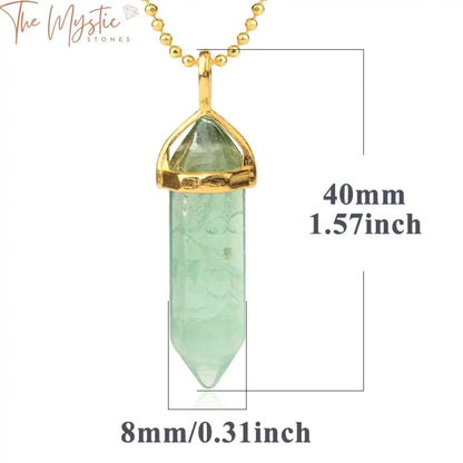 Green Fluorite Hexagonal Prism Pendant Necklace