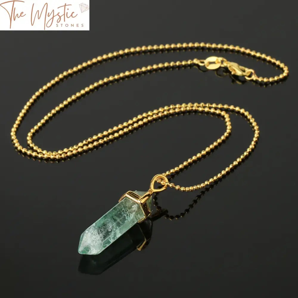 Green Fluorite Hexagonal Prism Pendant Necklace