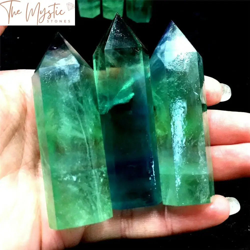 Green Fluorite Quartz Hexagonal Wand 5-8Cm