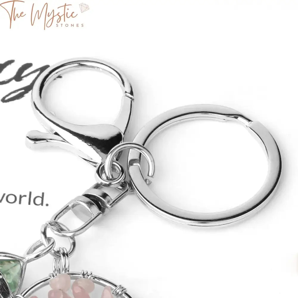 Green Fluorite Tree Of Life Crystal Keychain