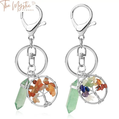 Green Fluorite Tree Of Life Crystal Keychain