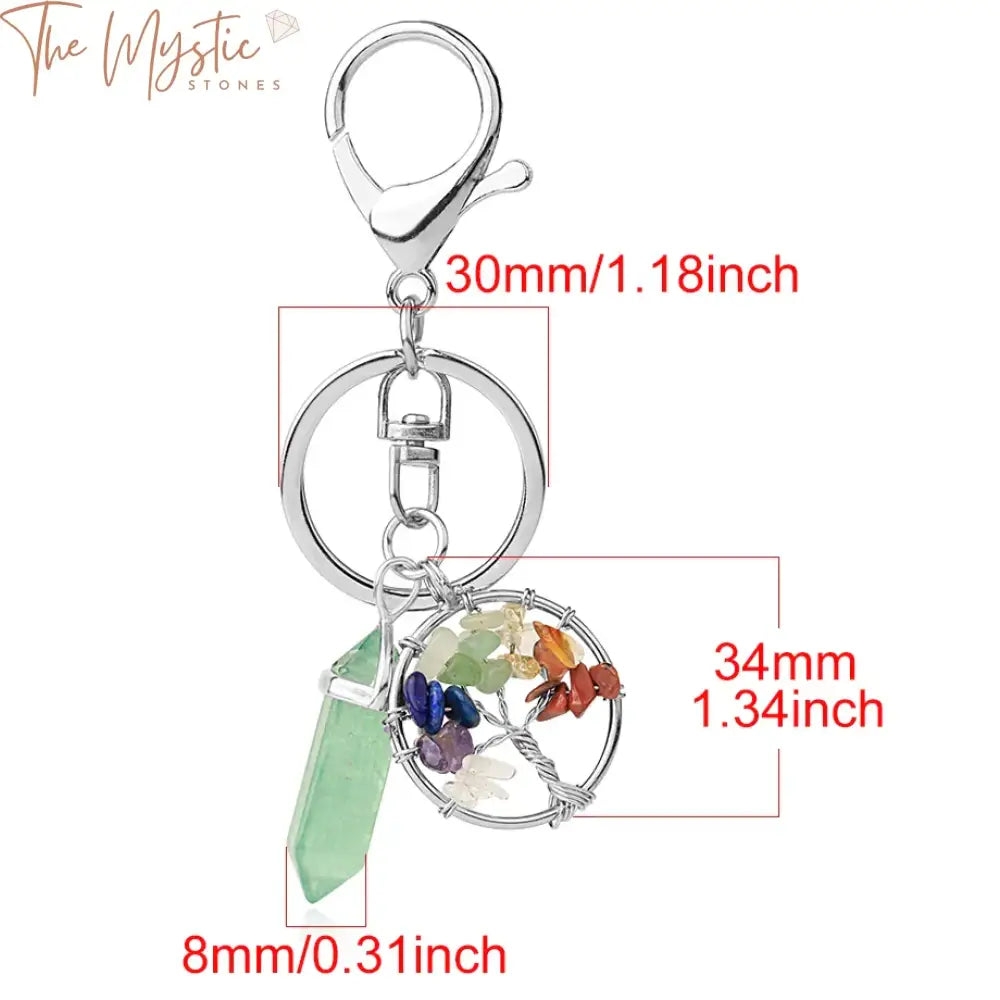 Green Fluorite Tree Of Life Crystal Keychain