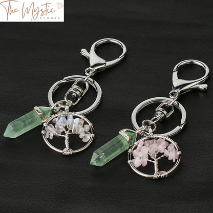 Green Fluorite Tree Of Life Crystal Keychain