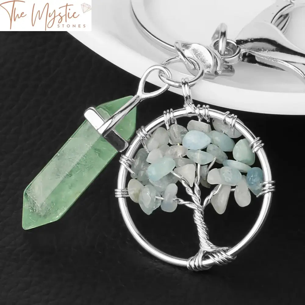 Green Fluorite Tree Of Life Crystal Keychain