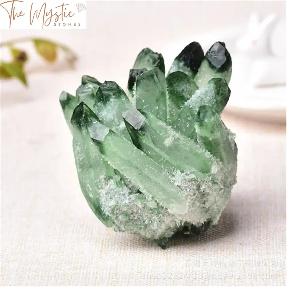 Green Phantom Quartz Crystal Cluster