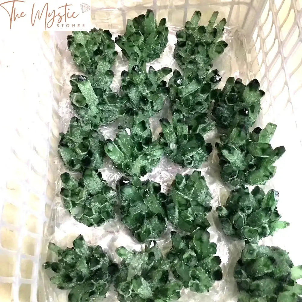 Green Phantom Quartz Crystal Cluster