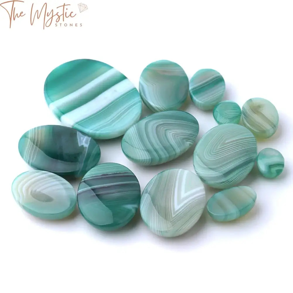 Green Veined Agate Oval Cabochons