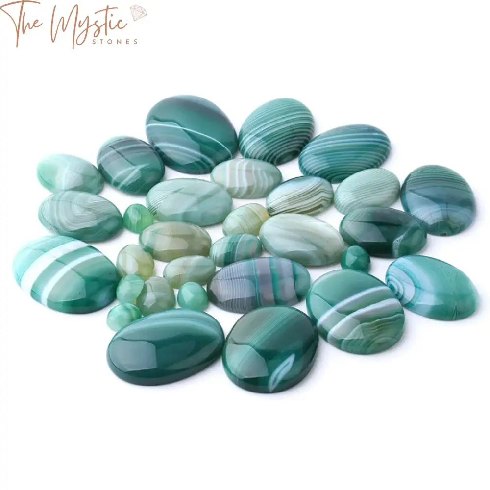 Green Veined Agate Oval Cabochons