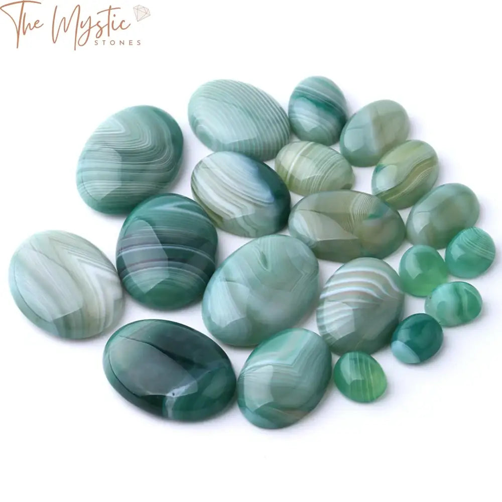 Green Veined Agate Oval Cabochons