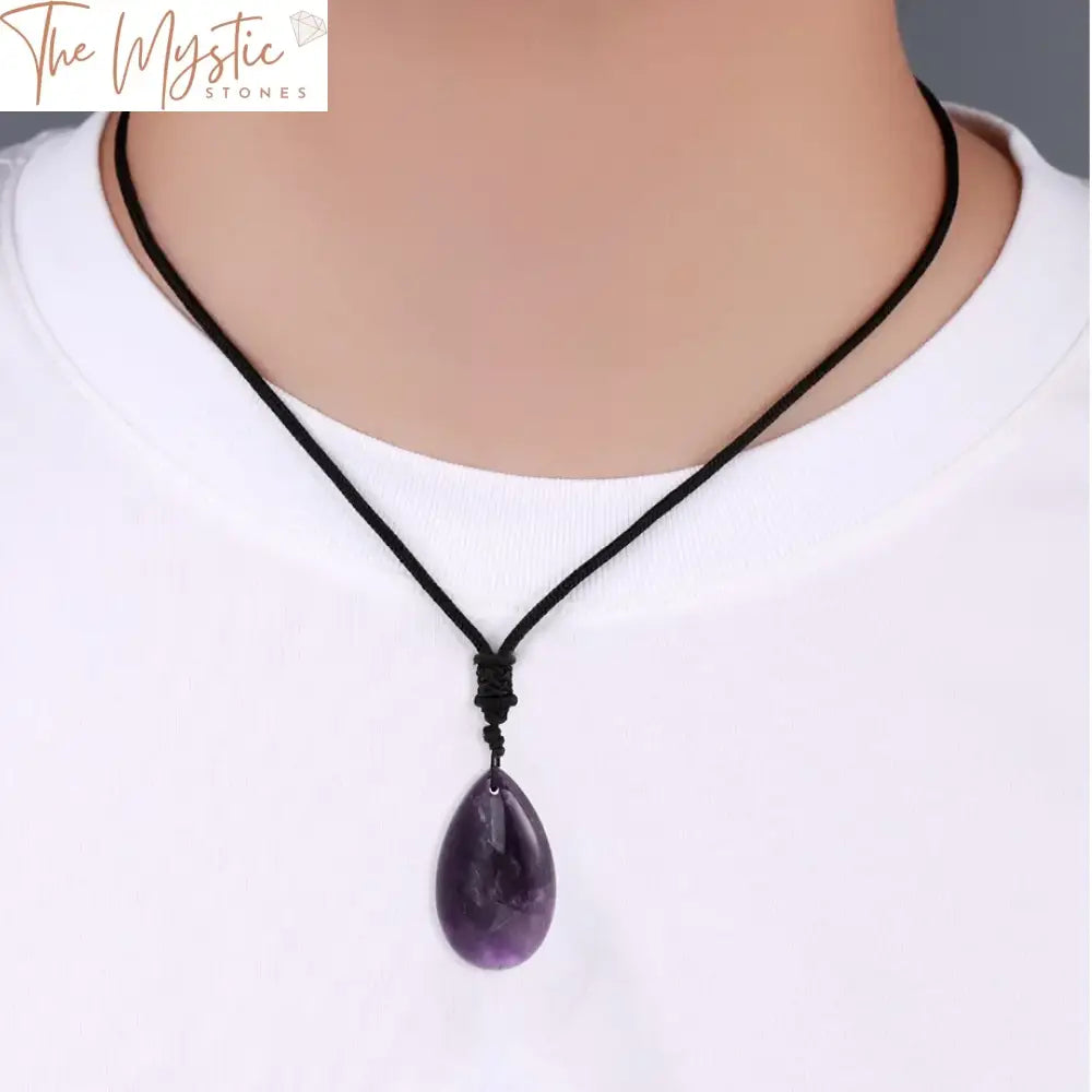 H433 Natural Stone Pendant Necklace