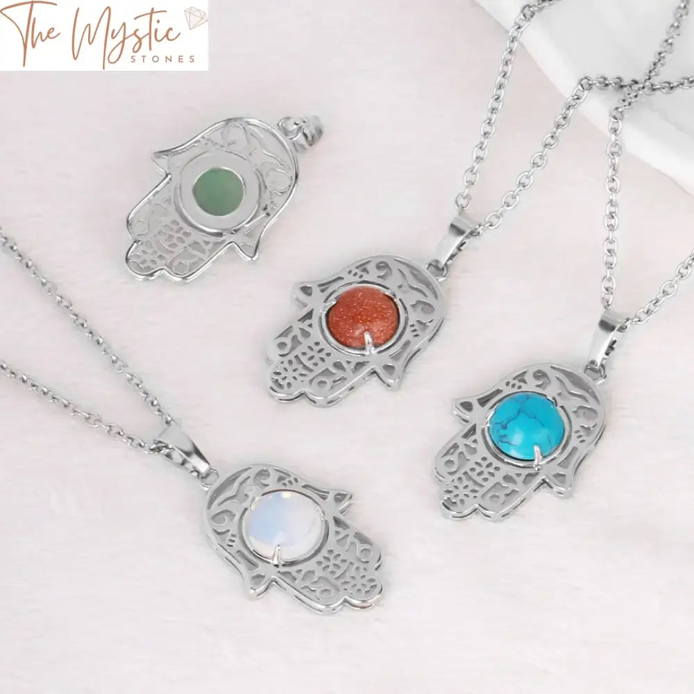 Hamsa Crystal Amulet Necklace