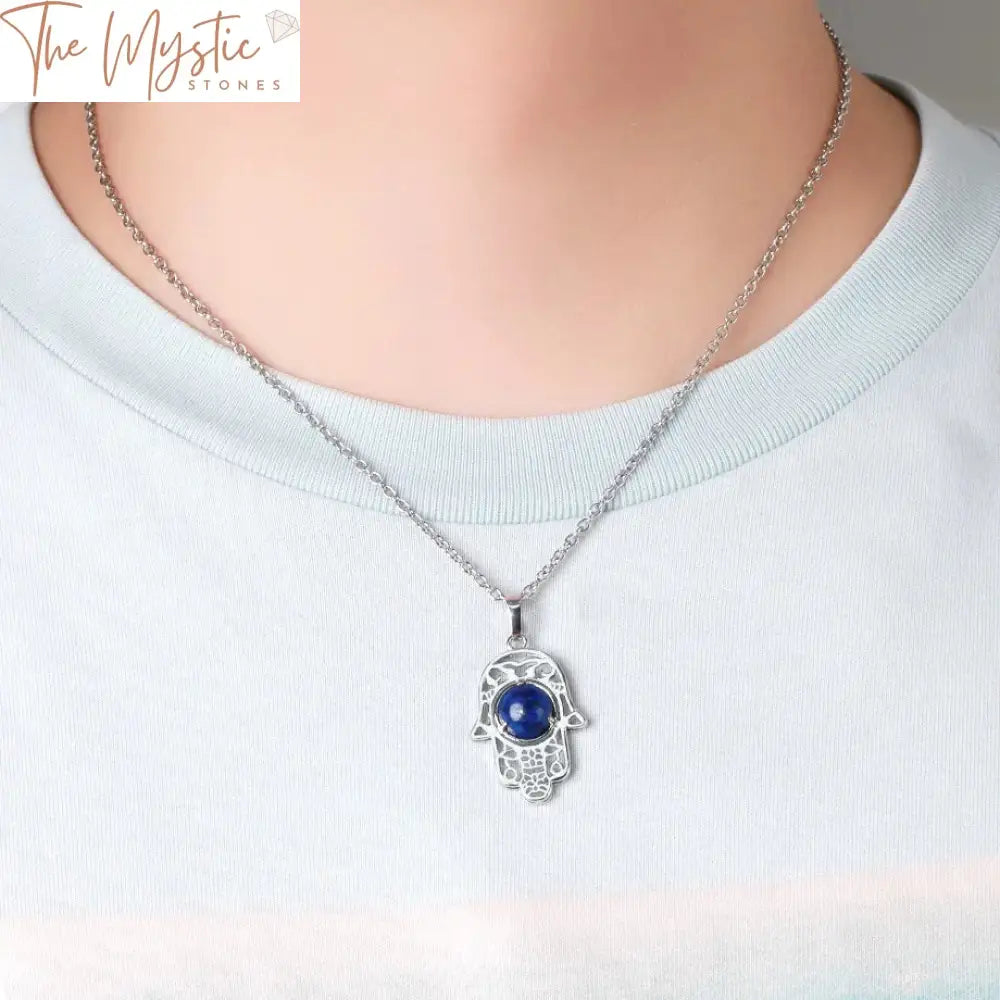 Hamsa Crystal Amulet Necklace