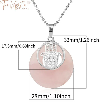 Hamsa Crystal Circle Pendant Necklace