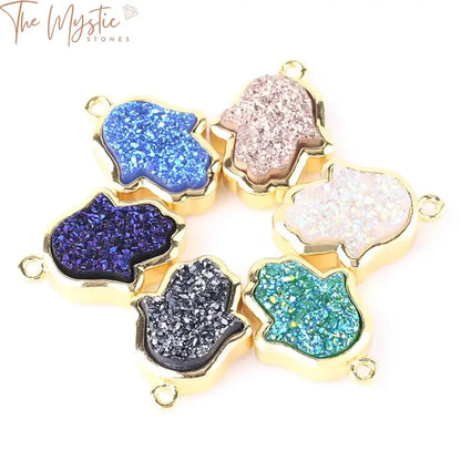 Hamsa Hand Druzy Beads For Jewelry Crafting