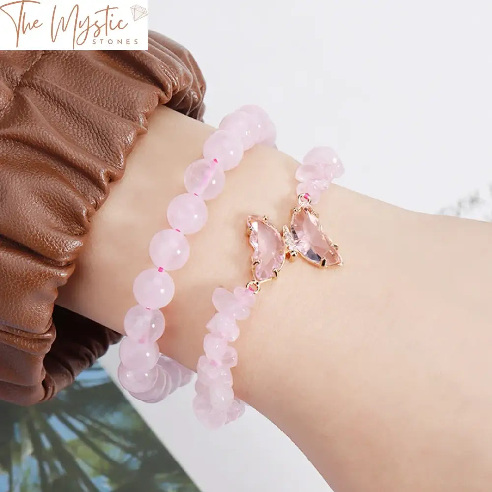 A pair of crystal bracelets shown on a soft background.