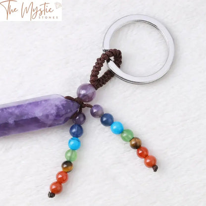 Healing Chakra Stone Hexagonal Pendant Keychain