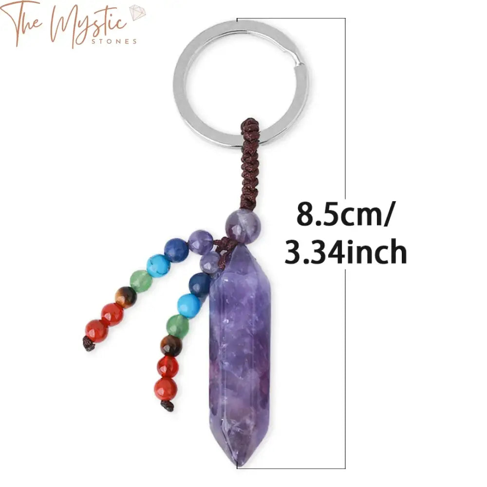 Healing Chakra Stone Hexagonal Pendant Keychain