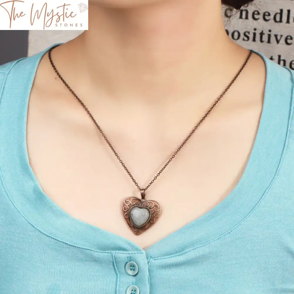 Healing Crystal Heart Pendant Necklace