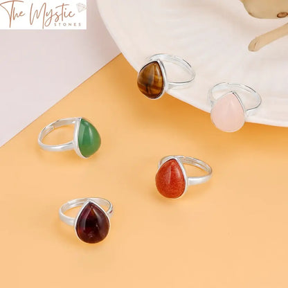 Healing Crystal Water Drop Ring