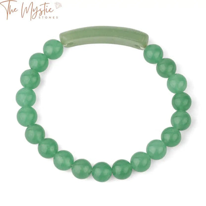 Healing Gemstone Bar Bracelet - Pink Quartz & Green Aventurine