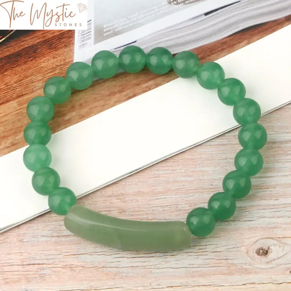 Healing Gemstone Bar Bracelet - Pink Quartz & Green Aventurine