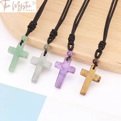 Healing Stone Cross Pendant Necklace