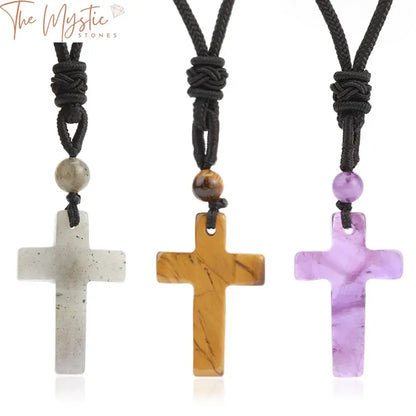 Healing Stone Cross Pendant Necklace