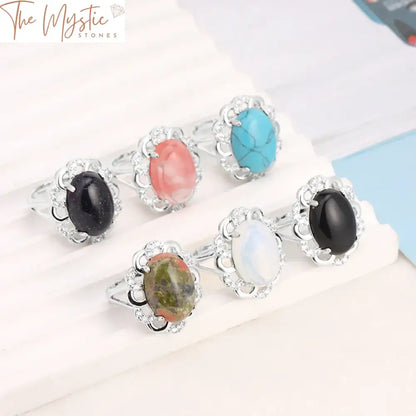 Healing Stone Egg-Shaped Ring